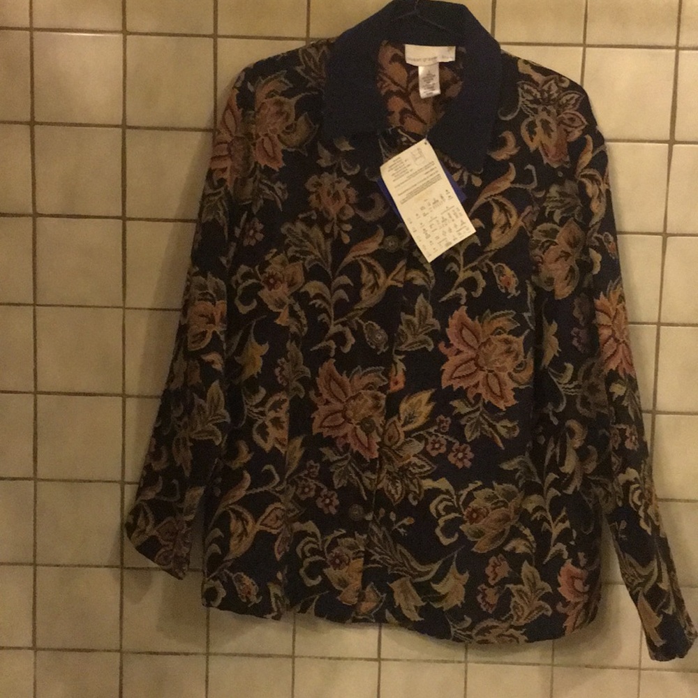 Susan Graver Ladies Flower carpet Bag Jacket NEW L
